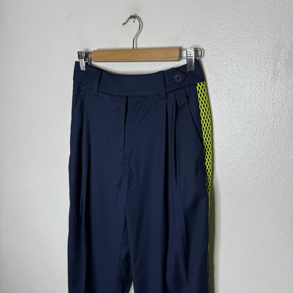 New Wildfang The Empower Colorblock Wide Leg Trouser Pants Blue Green Women's 2 - Picture 2 of 13
